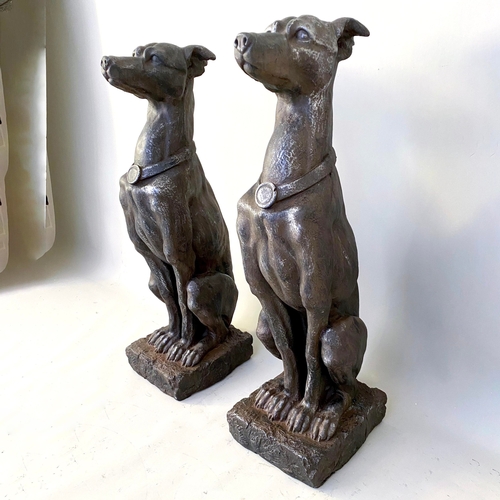 299 - PAIR OF FAUX STONE DOGS. 80cm H x 23cm W x 26cm D.