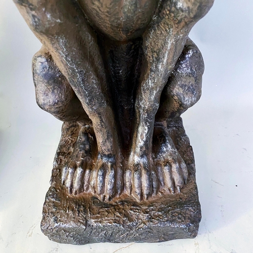 299 - PAIR OF FAUX STONE DOGS. 80cm H x 23cm W x 26cm D.