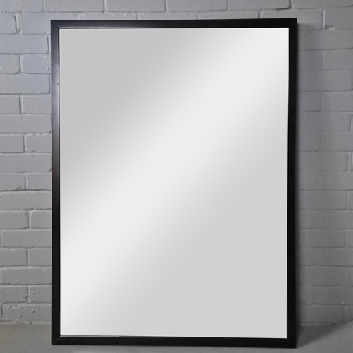 300 - WALL MIRROR. contemporary black frame with segmented plate, 120cm x 90cm approx.