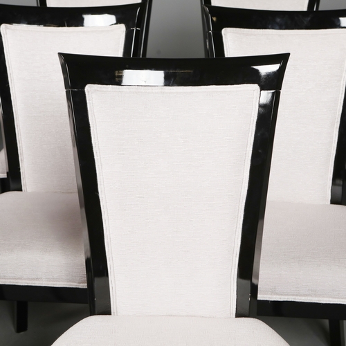 315 - DINING CHAIRS, A SET OF 10. ivory fabric upholstery, lacquered frames, 98cm H approx. (10).