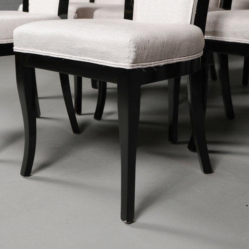 315 - DINING CHAIRS, A SET OF 10. ivory fabric upholstery, lacquered frames, 98cm H approx. (10).
