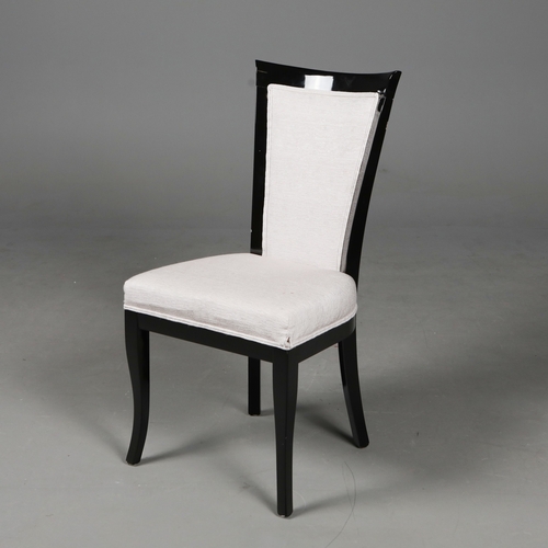 315 - DINING CHAIRS, A SET OF 10. ivory fabric upholstery, lacquered frames, 98cm H approx. (10).