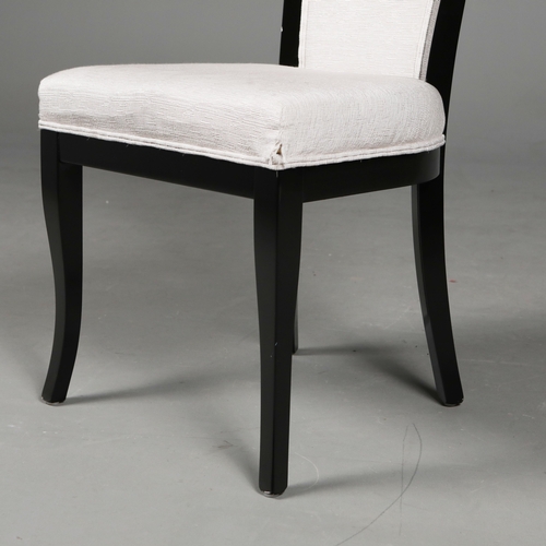 315 - DINING CHAIRS, A SET OF 10. ivory fabric upholstery, lacquered frames, 98cm H approx. (10).