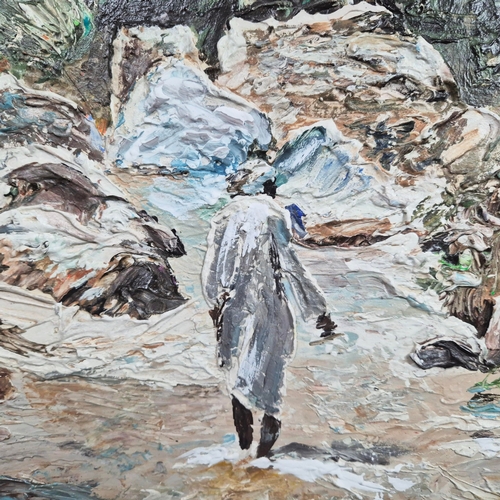 331 - KEN DAVIS. A SPRING IN AMAN. acrylic on board, 73cm x 96cm, framed.