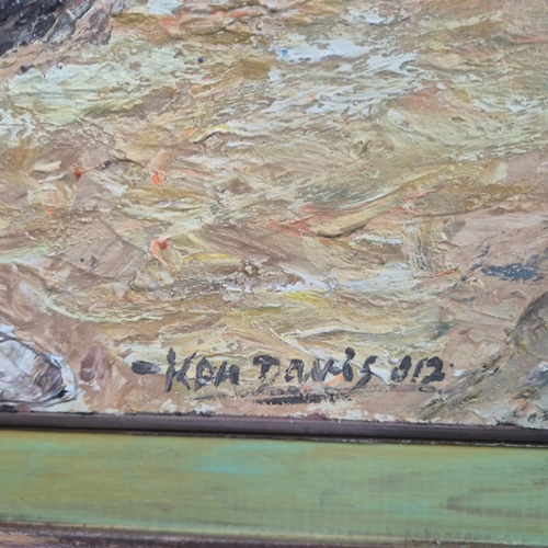 331 - KEN DAVIS. A SPRING IN AMAN. acrylic on board, 73cm x 96cm, framed.