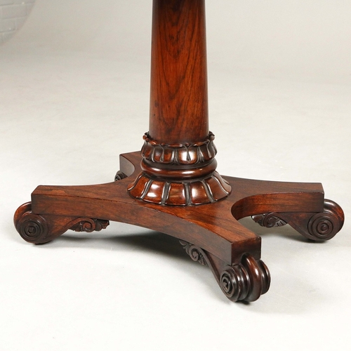 447 - WILLIAM IV ROSEWOOD CARD TABLE. circa 1830, with green baize top and brass castors, 74cm H x 81cm W ... 