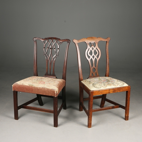 450 - GEORGE III MAHOGANY SIDE CHAIR AND ANOTHER SIMILAR CHAIR (2). 96cm H x 56cm W x 53cm D and 97cm H x ... 