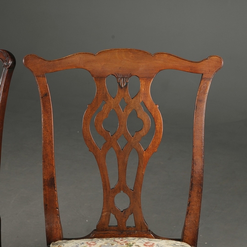 450 - GEORGE III MAHOGANY SIDE CHAIR AND ANOTHER SIMILAR CHAIR (2). 96cm H x 56cm W x 53cm D and 97cm H x ... 
