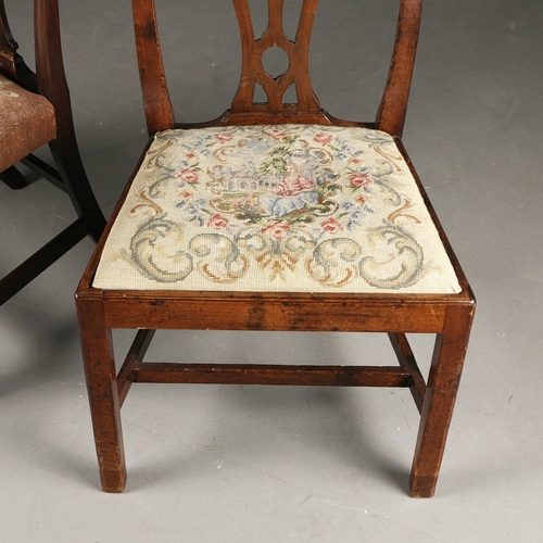 450 - GEORGE III MAHOGANY SIDE CHAIR AND ANOTHER SIMILAR CHAIR (2). 96cm H x 56cm W x 53cm D and 97cm H x ... 
