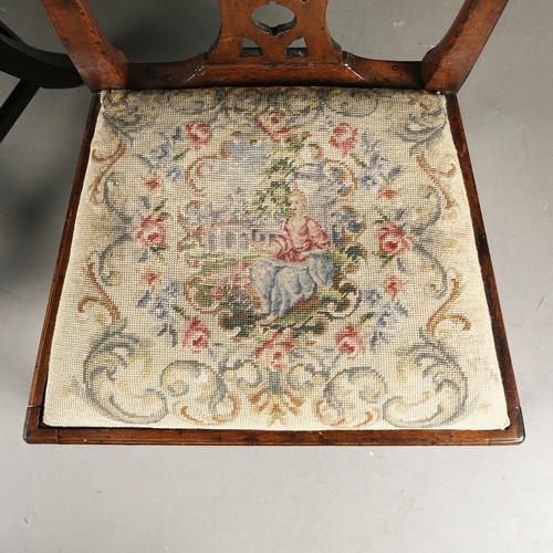 450 - GEORGE III MAHOGANY SIDE CHAIR AND ANOTHER SIMILAR CHAIR (2). 96cm H x 56cm W x 53cm D and 97cm H x ... 