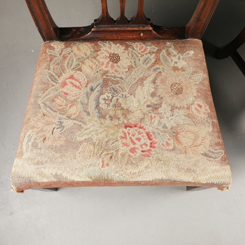 450 - GEORGE III MAHOGANY SIDE CHAIR AND ANOTHER SIMILAR CHAIR (2). 96cm H x 56cm W x 53cm D and 97cm H x ... 