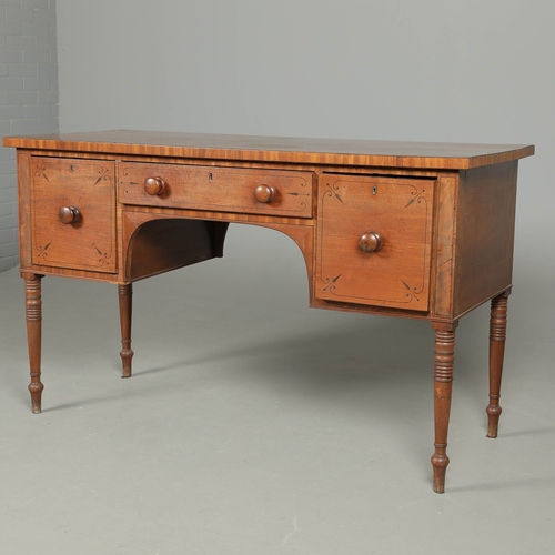 455 - REGENCY MAHOGANY SIDEBOARD. with three drawers and inlaid ebony detail, on turned supports, 93 cm t ... 