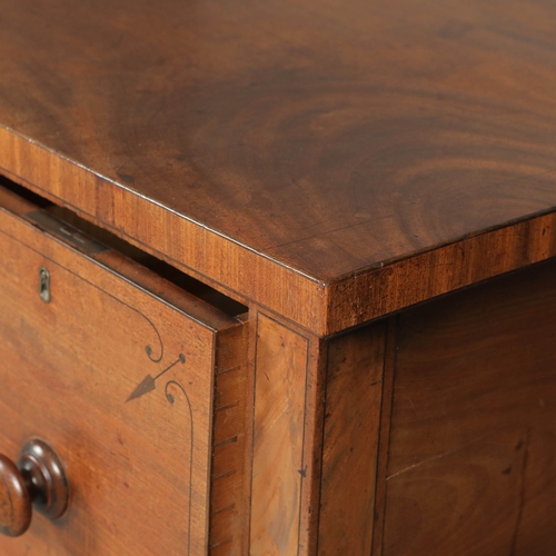 455 - REGENCY MAHOGANY SIDEBOARD. with three drawers and inlaid ebony detail, on turned supports, 93 cm t ... 