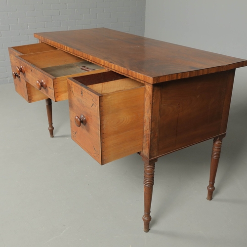 455 - REGENCY MAHOGANY SIDEBOARD. with three drawers and inlaid ebony detail, on turned supports, 93 cm t ... 
