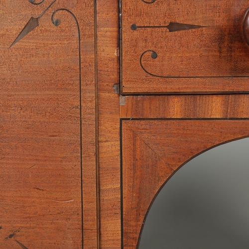 455 - REGENCY MAHOGANY SIDEBOARD. with three drawers and inlaid ebony detail, on turned supports, 93 cm t ... 