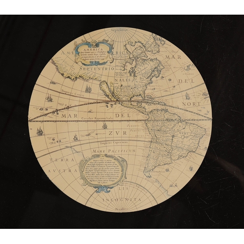 456 - NEST OF THREE TABLES (3). campaign style brass bound with map lined and glazed tops, largest 46cm H ... 