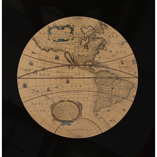 456 - NEST OF THREE TABLES (3). campaign style brass bound with map lined and glazed tops, largest 46cm H ... 