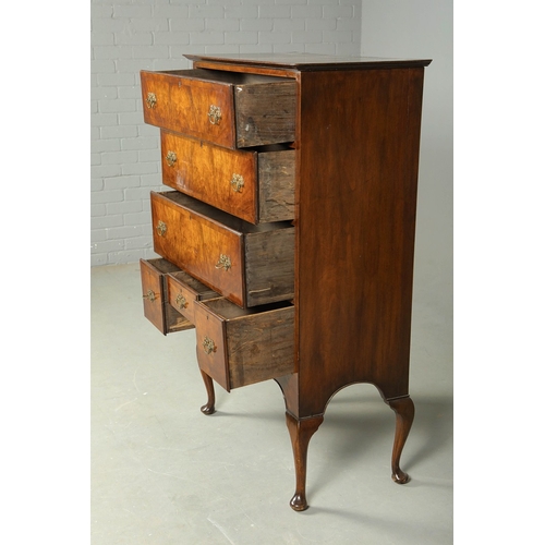 459 - QUEEN ANNE STYLE WALNUT TALLBOY. early 20th century with six crossbanded drawers, 134cm H x 82cm W x... 