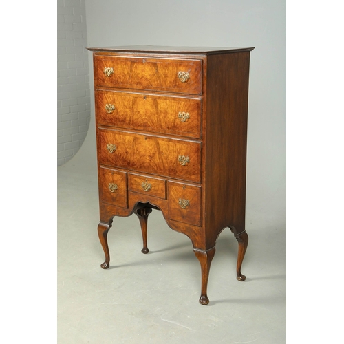 459 - QUEEN ANNE STYLE WALNUT TALLBOY. early 20th century with six crossbanded drawers, 134cm H x 82cm W x... 