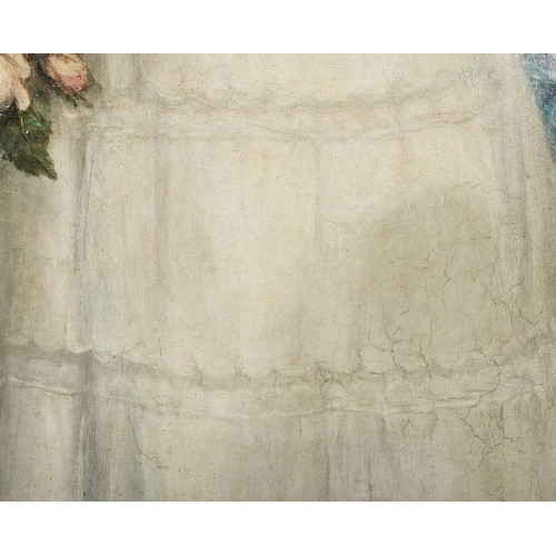 2 - 19TH CENTURY BRITISH SCHOOL FULL LENGTH PORTRAIT OF A LADY HOLDING A ROSE oil on canvas, J. Palser &... 