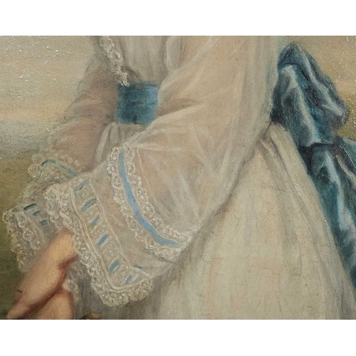 2 - 19TH CENTURY BRITISH SCHOOL FULL LENGTH PORTRAIT OF A LADY HOLDING A ROSE oil on canvas, J. Palser &... 