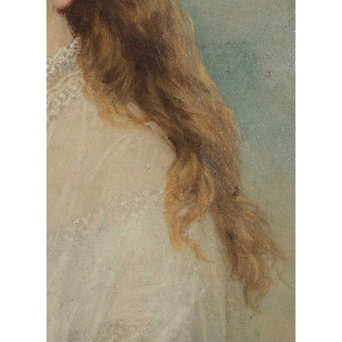 2 - 19TH CENTURY BRITISH SCHOOL FULL LENGTH PORTRAIT OF A LADY HOLDING A ROSE oil on canvas, J. Palser &... 