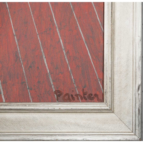 36 - ANDREW PAINTER (B. 1957) LADY WITH VIOLIN oil on canvas, 145cm x 112cm, framed.