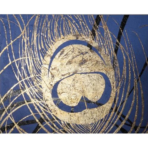 37 - CARREN MOULDER (20TH CENTURY) VISION OF SAPPHIRE matte emulsion, gloss and gold leaf, Royal Acadamy ... 