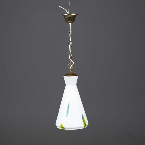 851 - 1960s ITALIAN STILNOVO STYLE OPALINE GLASS PENDANT LIGHT 30cm H x 19cm W x 65cm Drop