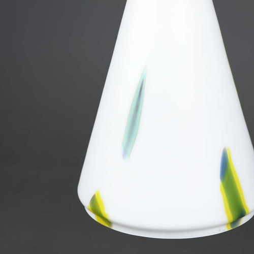 851 - 1960s ITALIAN STILNOVO STYLE OPALINE GLASS PENDANT LIGHT 30cm H x 19cm W x 65cm Drop