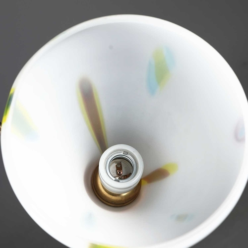 851 - 1960s ITALIAN STILNOVO STYLE OPALINE GLASS PENDANT LIGHT 30cm H x 19cm W x 65cm Drop