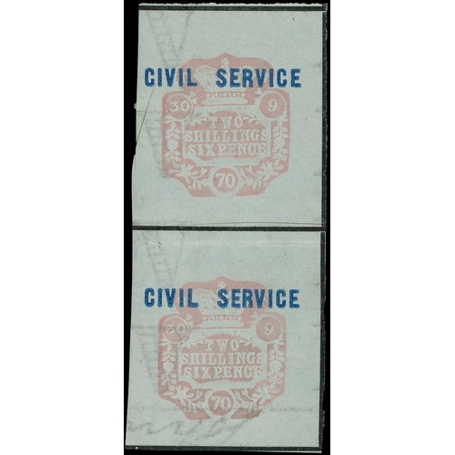 11 - Civil Service: 1870-72 embossed 2s6d pale dull rose, with single line ‘CIVIL SERIVCE’ underprint, wm... 