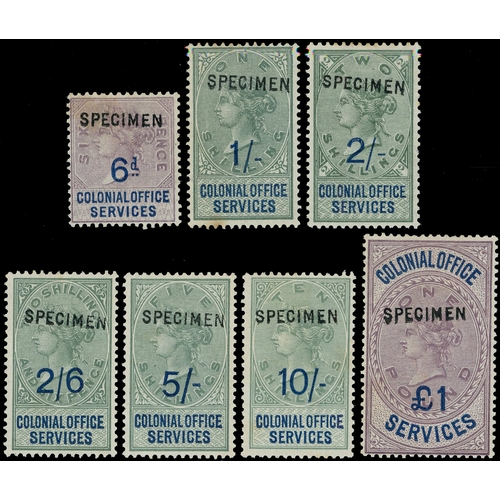 12 - Colonial Office Services: 1899-1900 6d on 6d to £1 on £1 complete set of seven, large part o.g. each... 