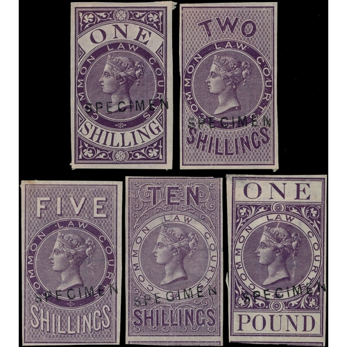 13 - Common Law Courts: 1s, 2s, 5s 10s and £1 lilac, each an imperforate plate proof on gummed wmk Scales... 