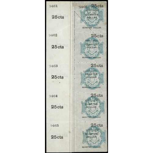 17 - Consular Service: 1885 ‘25cts’ pale blue, COMPLETE PANE of five, fresh large part o.g. with counterf... 