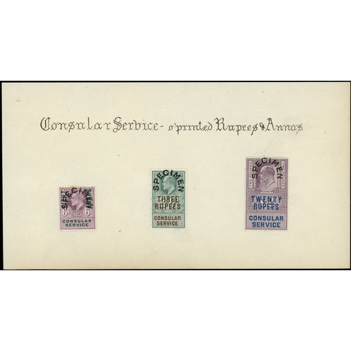 24 - Consular Service: c.1903 KEVII 8a on 6d, 3r on 2s6d and 20r on £2, KEVII key types overprinted for u... 