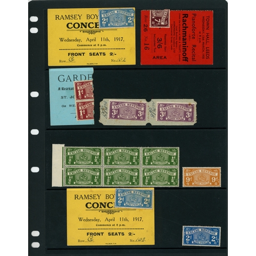 34 - Excise Duty: c.1917-1930 collection on two stock sheets of 13 tickets or part tickets, each bearing ... 