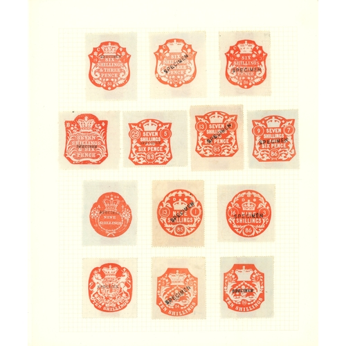37 - General Duty: 1882-86 embossed adhesives, 3d to £10 red complete specimen set of SEVENTY SEVEN value... 