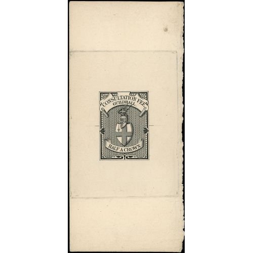 40 - Guildhall Consultation Fee: c.1892 ‘HALF A CROWN’ Master Die Proof in black on white card (59 x 129m... 