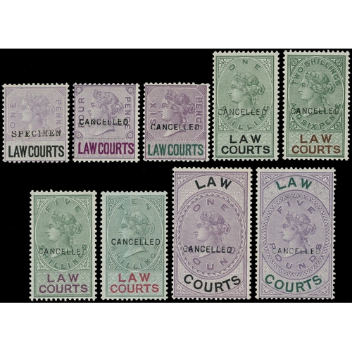 59 - Law Courts (Scotland): 1882 1d to £5 complete set of all known values each opt ‘CANCELLED’ but for 1... 