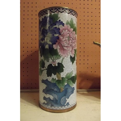 48 - Early 20th Century cloisonné vase of cylindrical form, 11.5 in. high.