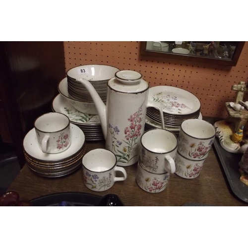 83 - Meakin modern floral dinner and coffee service, 47 pieces.