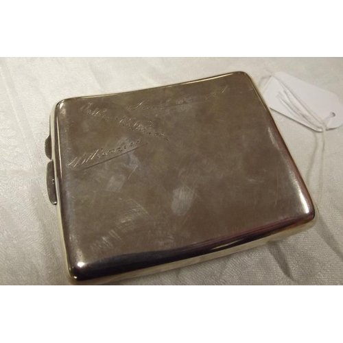 230 - George VI silver presentation cigarette case, engraved with signatures, 4 in. x 3.25 in., Birmingham... 