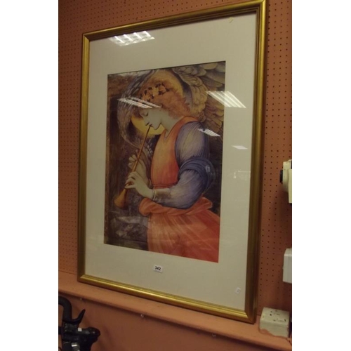 342 - Framed and glazed colour print - classical scene.