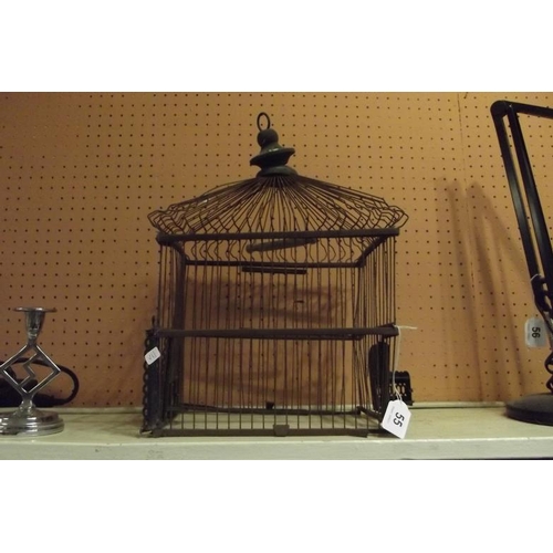 55 - Vintage steel and wire birdcage, 16 in. high.