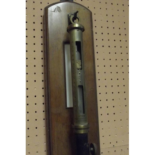 88 - Philip Harris & Co. Ltd. Birmingham Fortin stick barometer, No. 92, with a mercury thermometer, moun... 