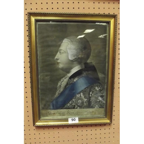 90 - Antique coloured engraving - King George III.