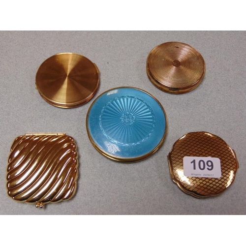 109 - Collection of five vintage powder compacts.