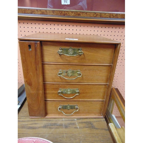 68 - Mahogany four-drawer table-top specimen chest, with contents.