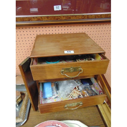 68 - Mahogany four-drawer table-top specimen chest, with contents.